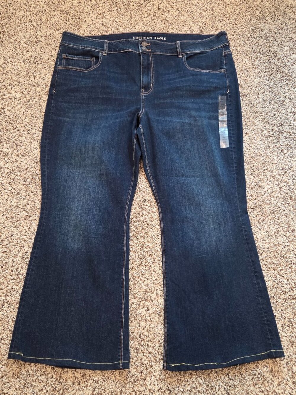 American Eagle High Rise Artist Flare Jeans Women's Plus Size 24 Blue Dark Wash